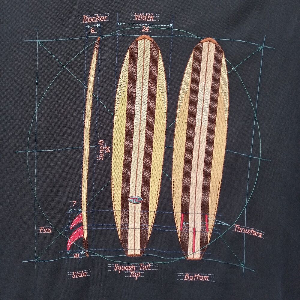 Tori Richard Silk Blend Camp Shirt Mens L Black Embroidered Surfboard Hipster